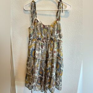Blue B boho paisley print mini dress with shoulder ties - size small